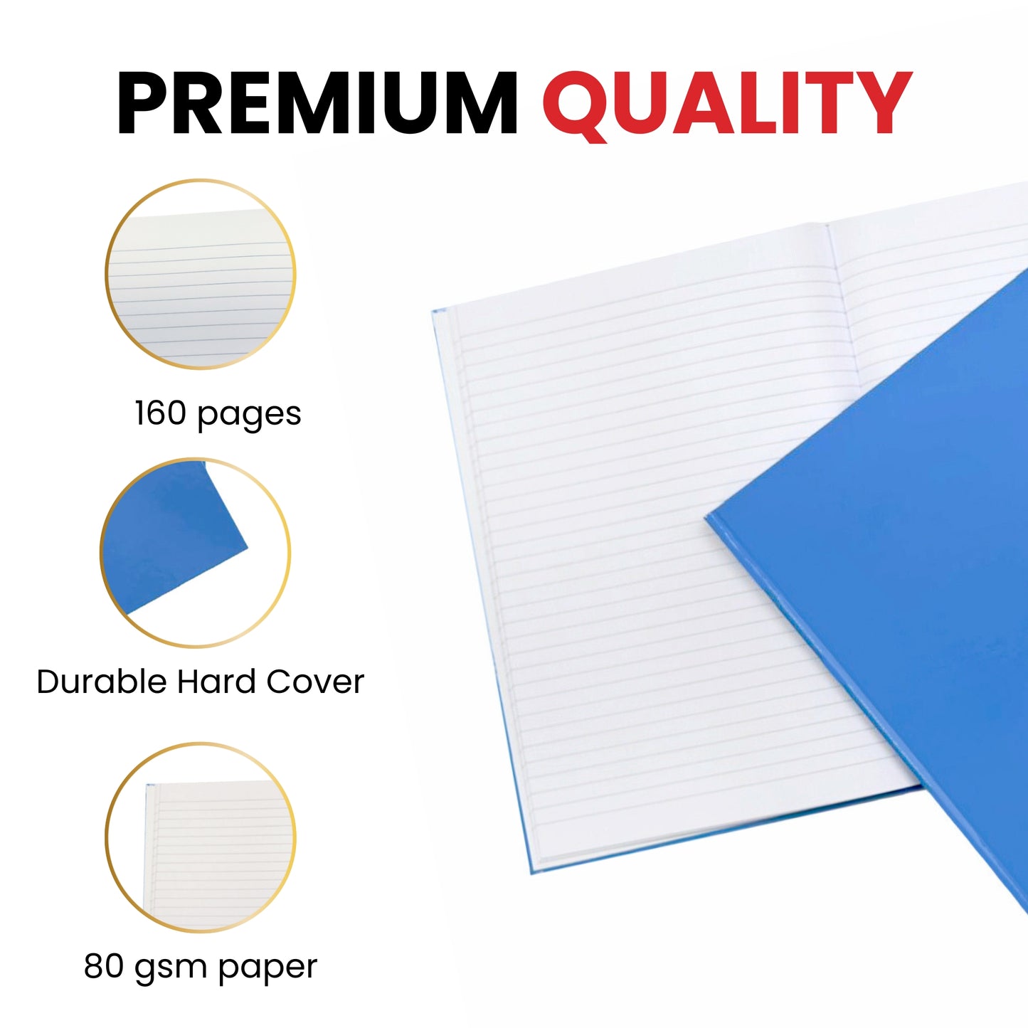 Pack of 10 A4 160 Pages 8mm Ruled Orange Casebound Notebooks