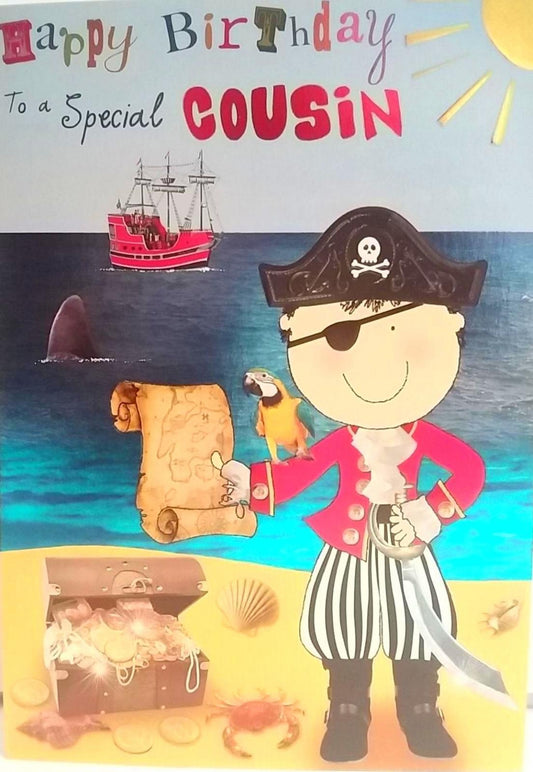 To A Special Cousin Boy Pirate Treasure Birthday Greeting Card