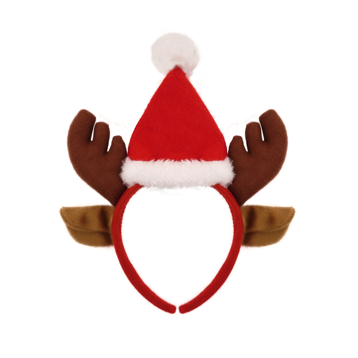 Pack of 3 Christmas Reindeer Headbands with Ears and Santa Hat