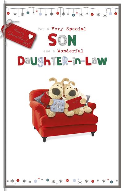 Son And Wonderful Daughter In Law Cute Boofles Christmas Card 