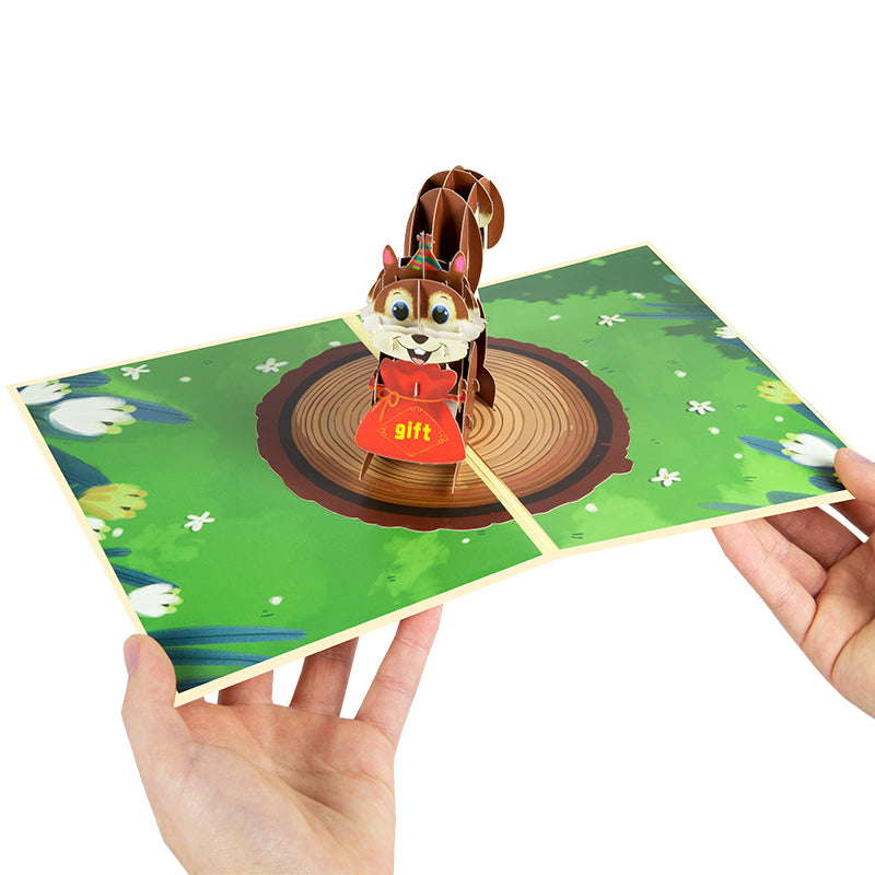 Charming Squirrel Nutty Celebration 3D Pop Up Greeting Card