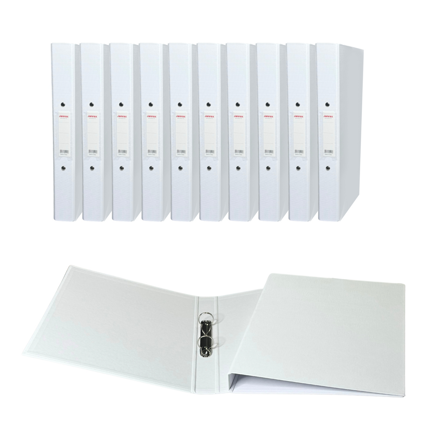 Pack of 20 A4 White Paper Over Board Ring Binders by Janrax