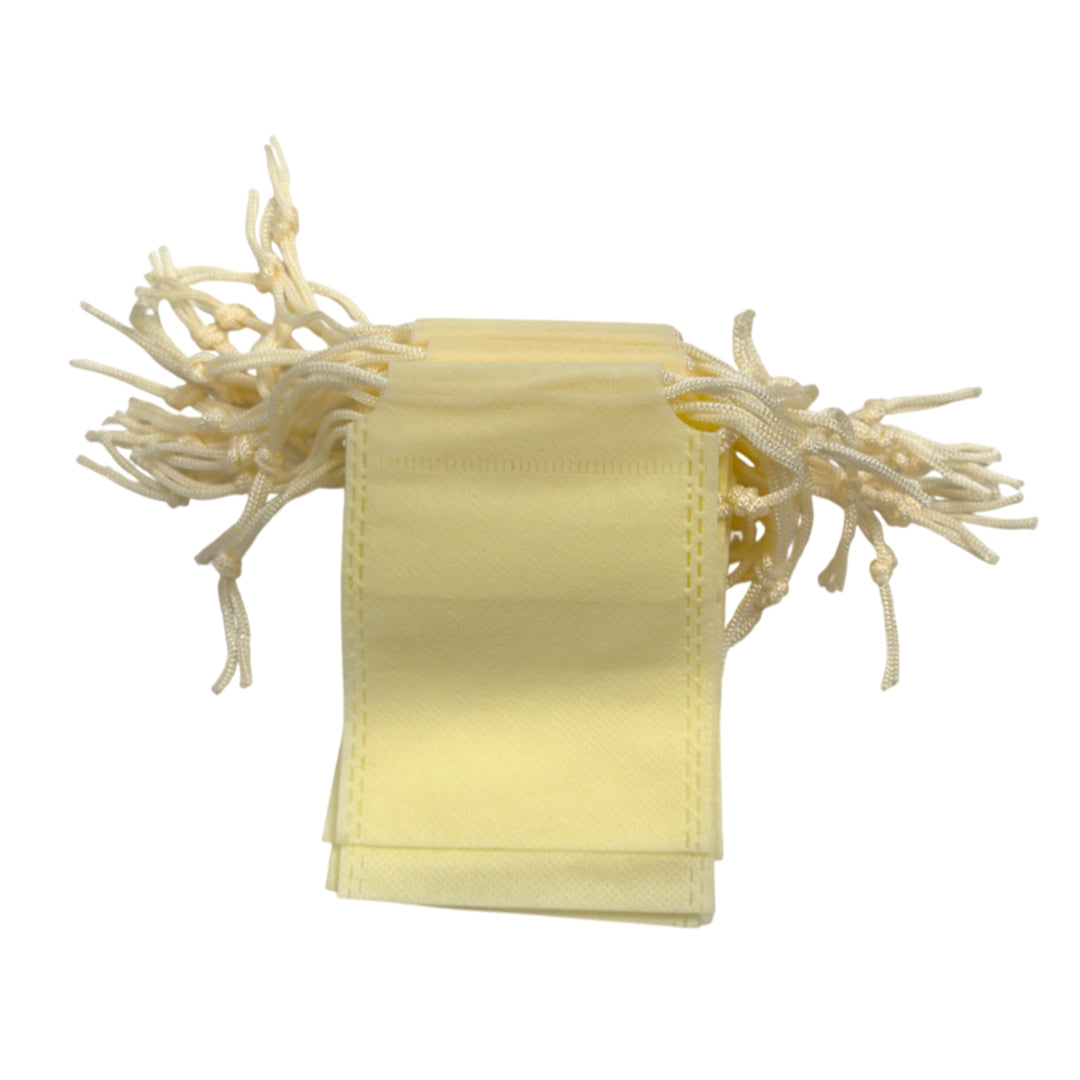 Pack of 50 Ivory Coloured 12x9cm Non-Woven Drawstring Bags