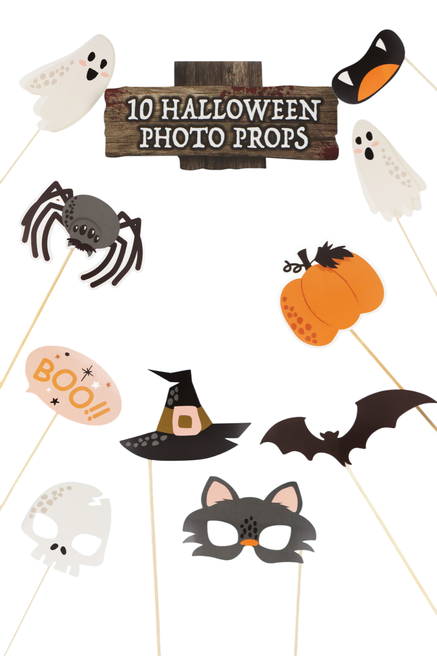Pack of 10 Pieces Halloween Photo Booth Props with Sticks
