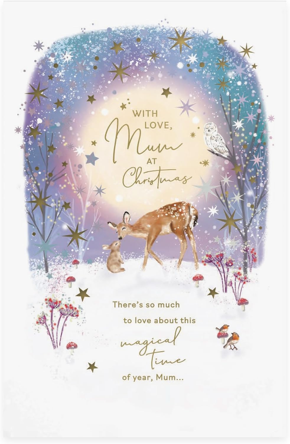 Deer In Snow Design Mum Christmas Card