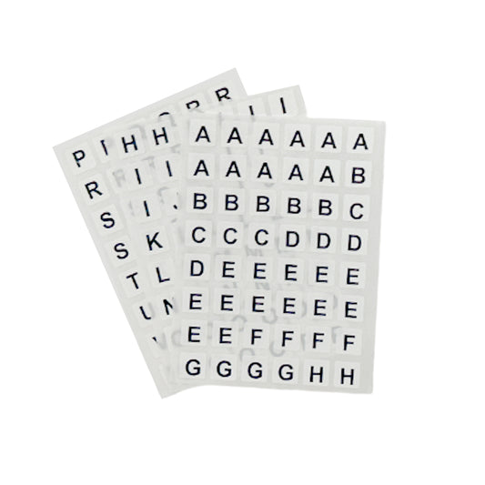 Pack of 144 Black on White A-Z Alphabet 12x12mm Self Adhesive Labels