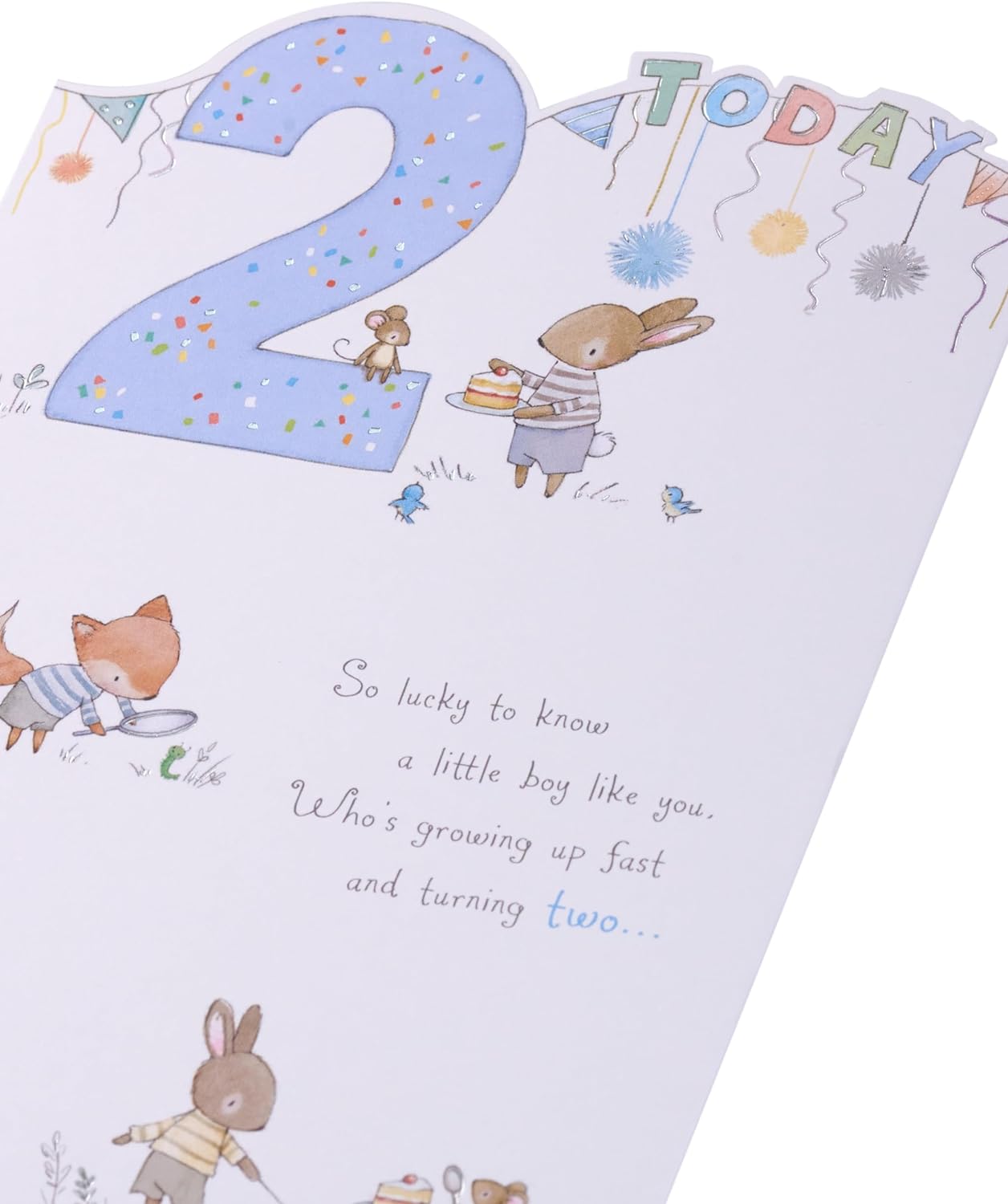 Cute Design 2nd Birthday Card For Boy