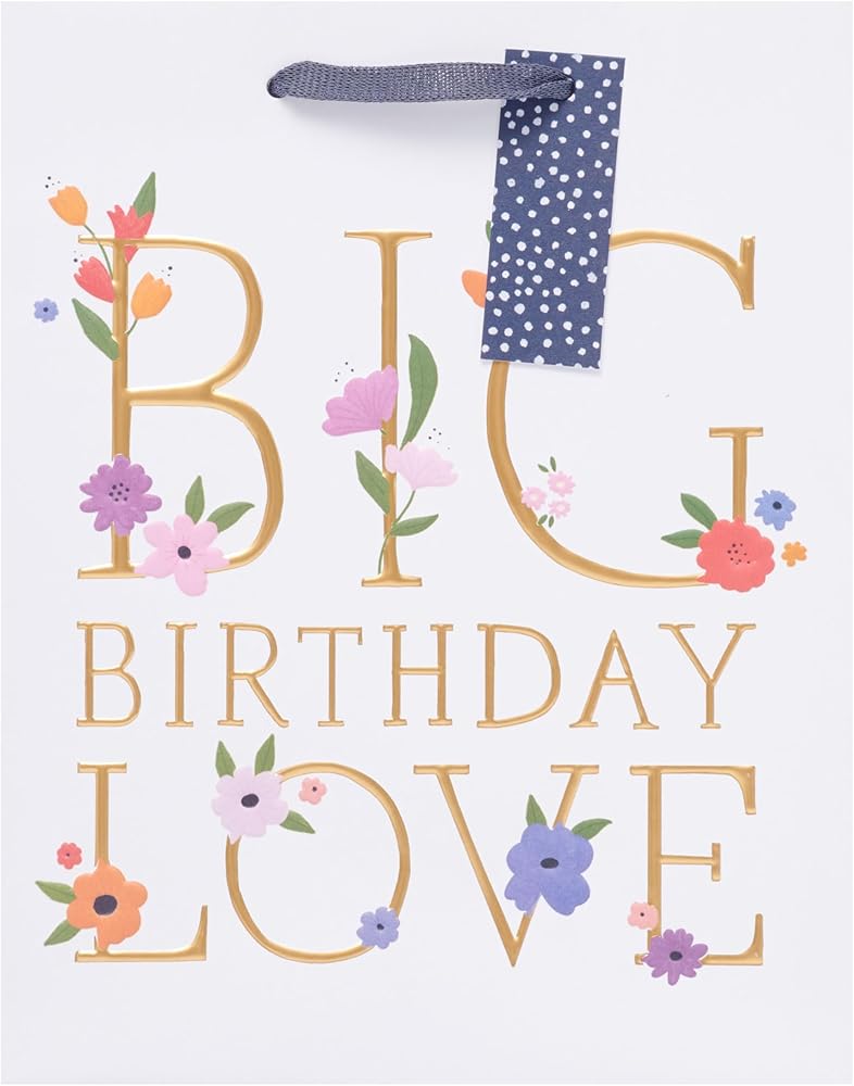 Birthday Love Floral Design Medium Gift Bag