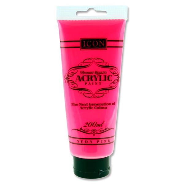 Neon Pink Acrylic Paint 200ml by Icon Art
