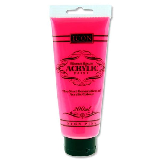 Neon Pink Acrylic Paint 200ml by Icon Art