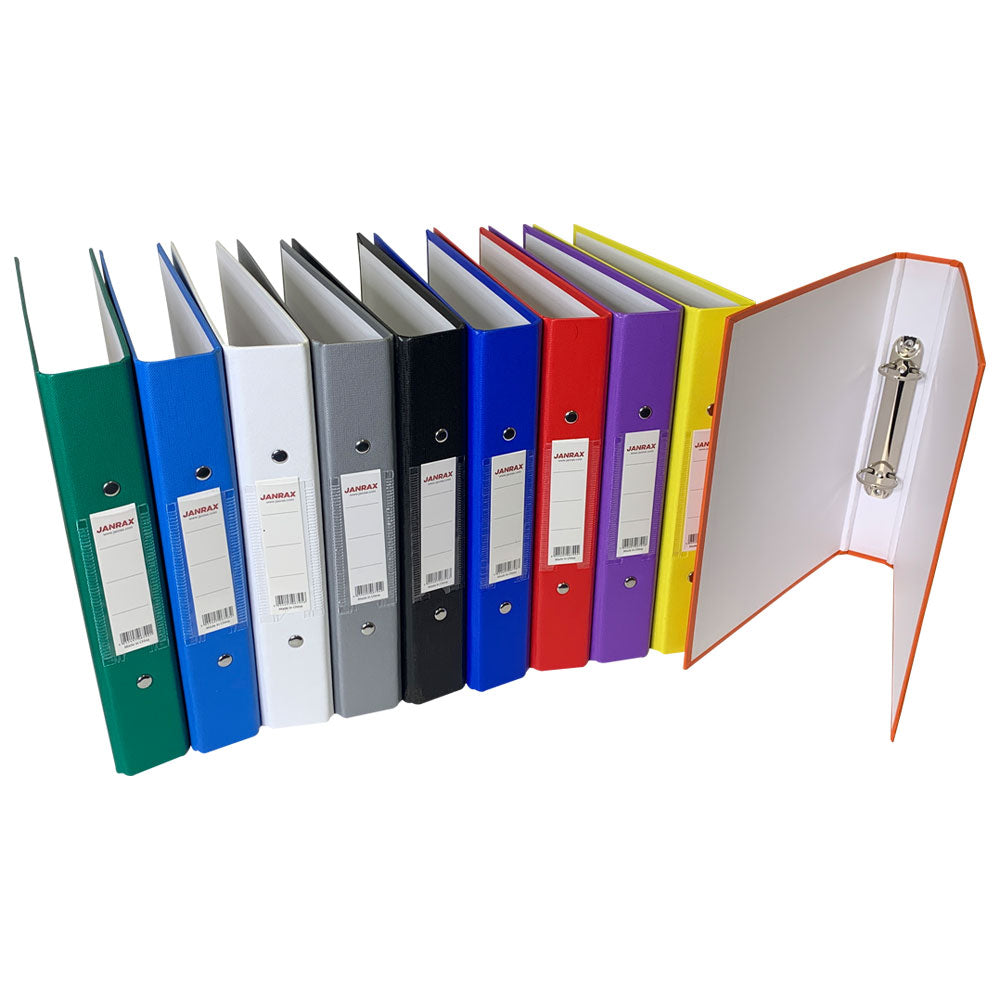 Pack of 5 A5 Red Paper Over Board Ring Binders by Janrax