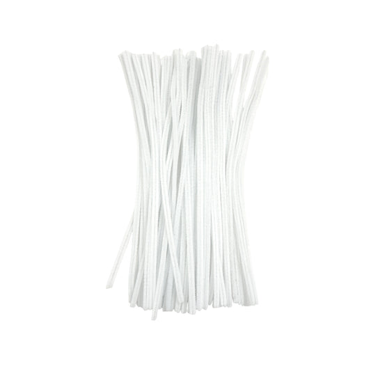 Pack of 50 White Coloured Pipe Cleaners 30cm x 6mm Craft Chenille Stems