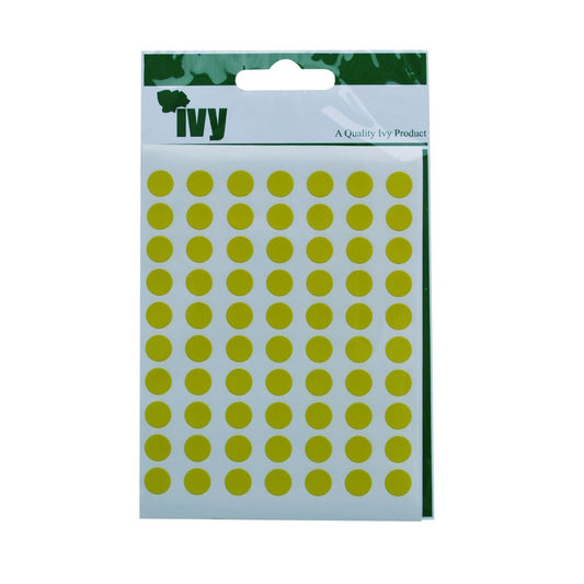 Pack of 490 8mm Yellow Round Sticky Dots