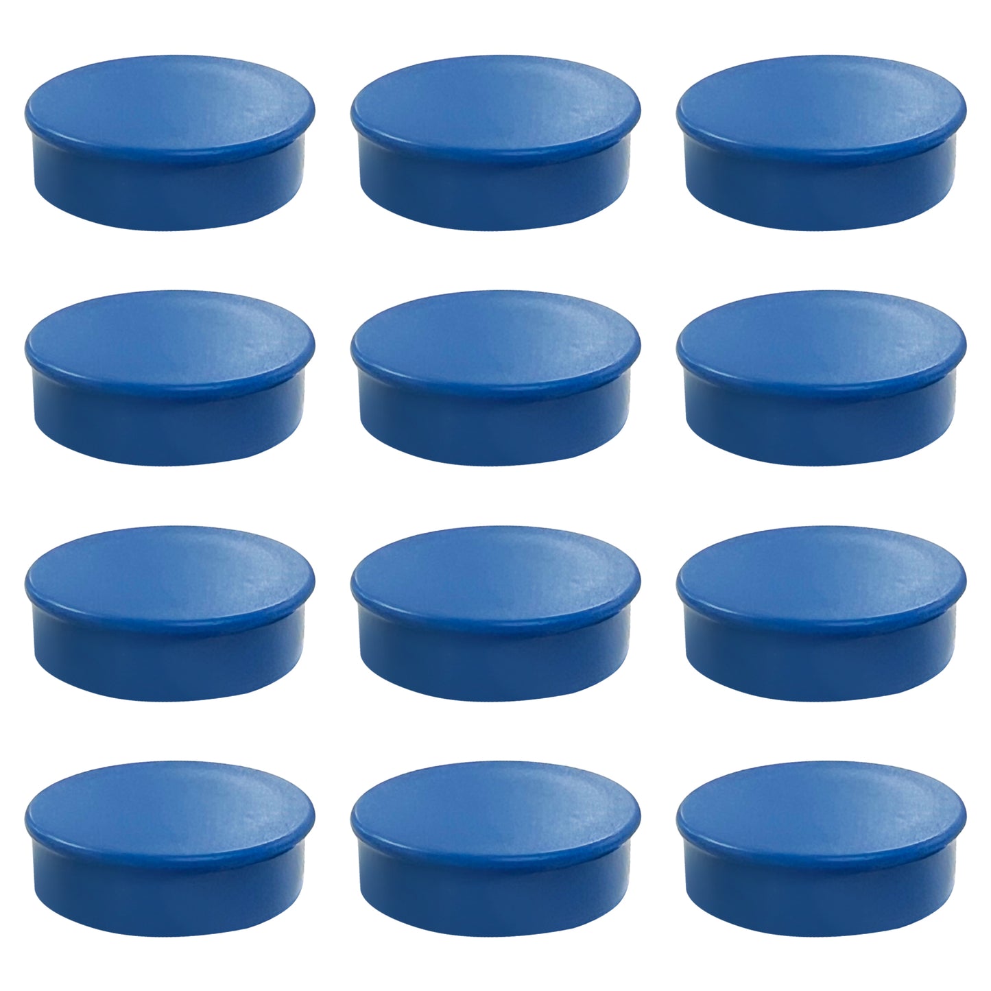 Pack of 36 Blue Coloured Round Flat Magnets - 24mm Whiteboard Notice Board Office Fridge