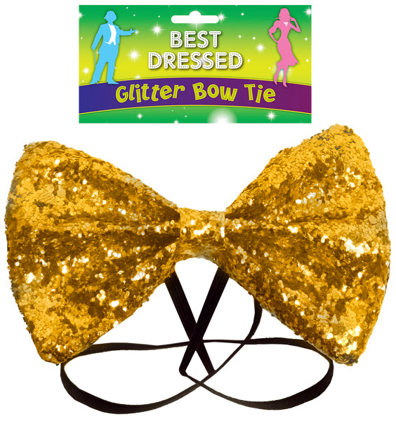 Bow Tie Glitter 12 x 7cm Gold