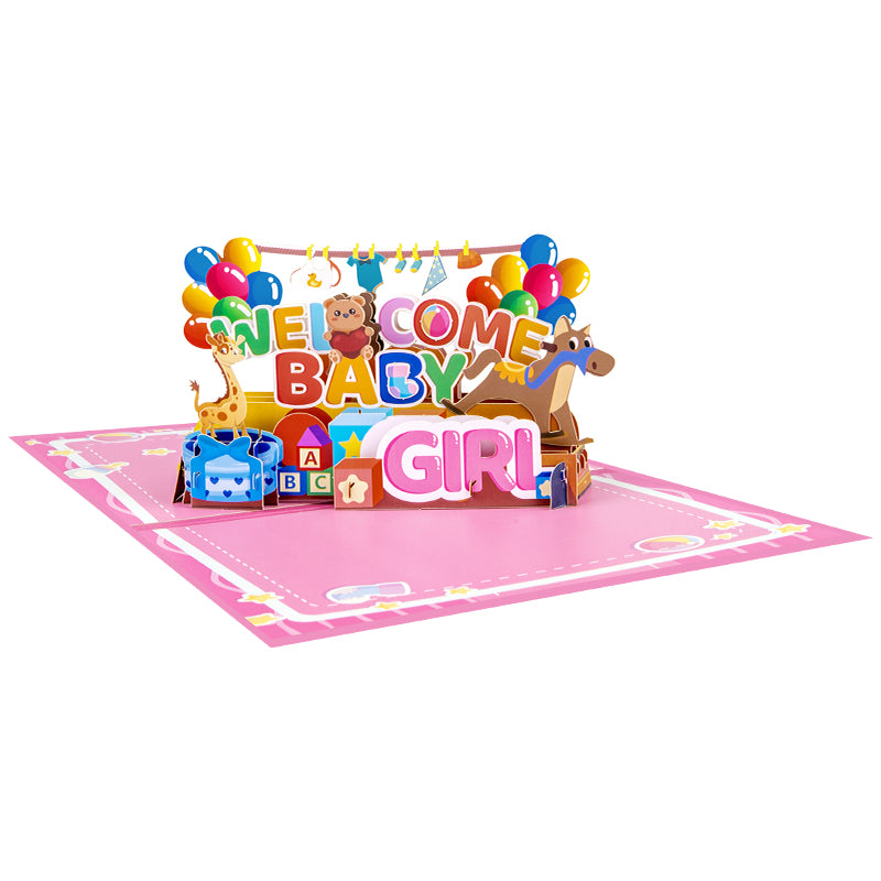Bundle of Joy Welcome Baby Girl 3D Pop Up Greeting Card