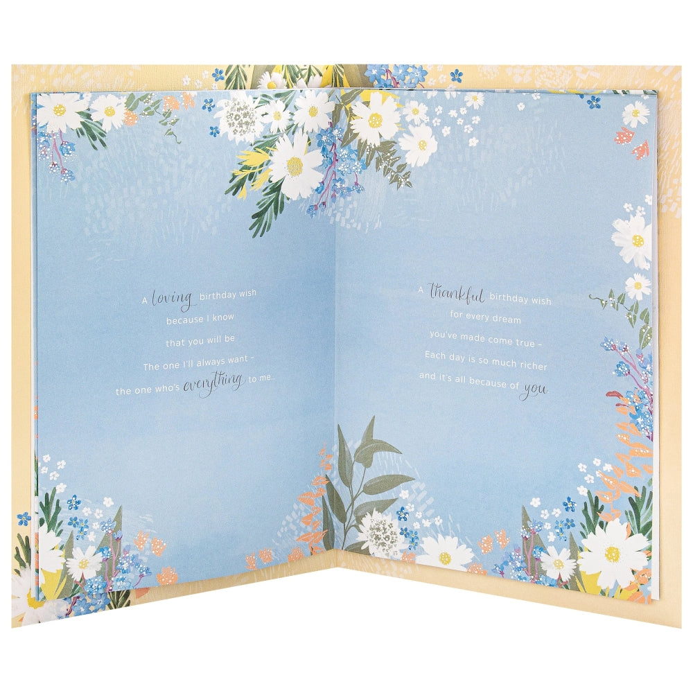 Orange Florals Design & Heartfelt Verse Wife Birthday Card