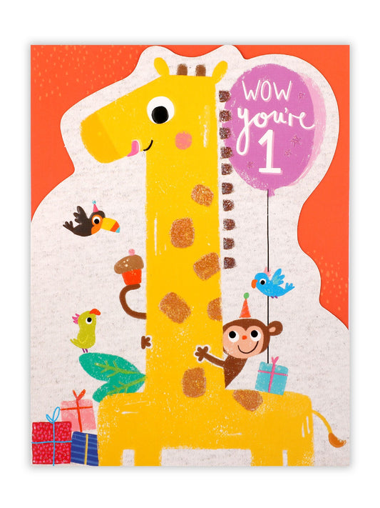 Age 1 Fun Giraffe Birthday Card