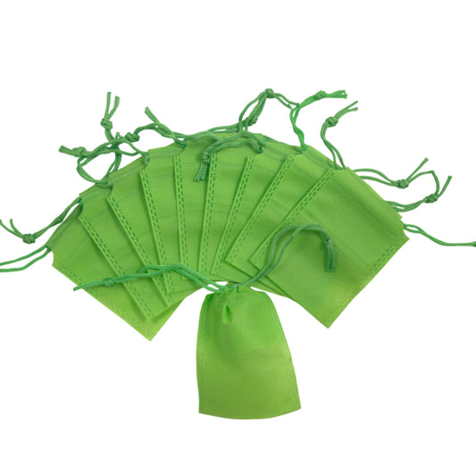 Pack of 50 Light Green Coloured 12x9cm Non-Woven Drawstring Bags