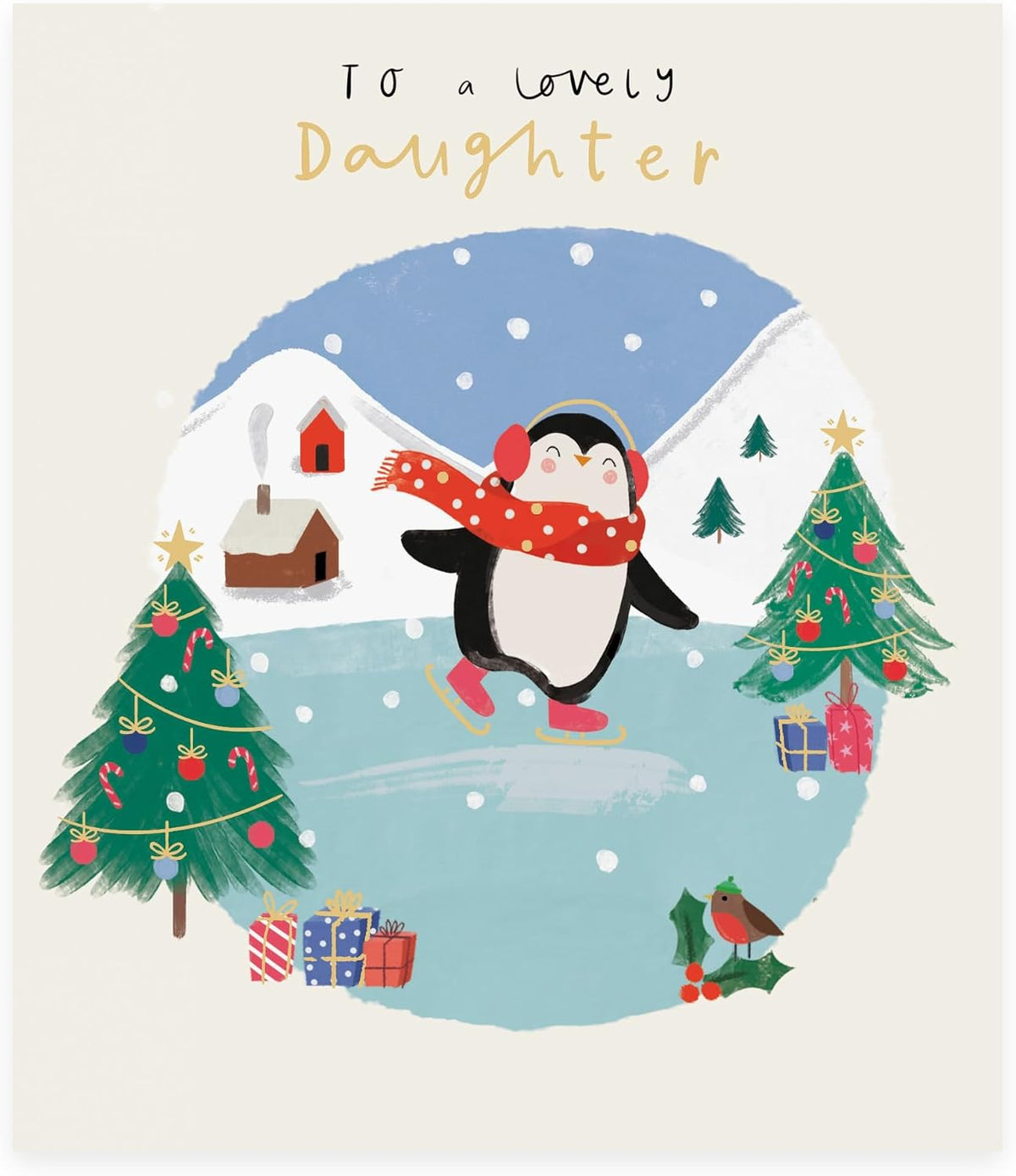 Ice Skating Penguin Design Daughter Christmas Card