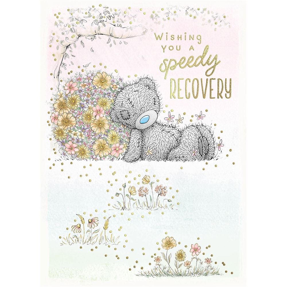 Bear Sat Amongst Flowers Speedy Recovery Get Well Card