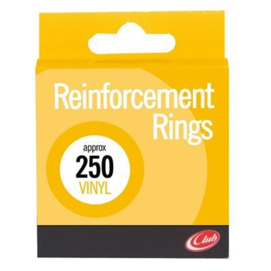 Pack of 250 Vinyl Reinforcement Rings Paper Document Reinforce Holes
