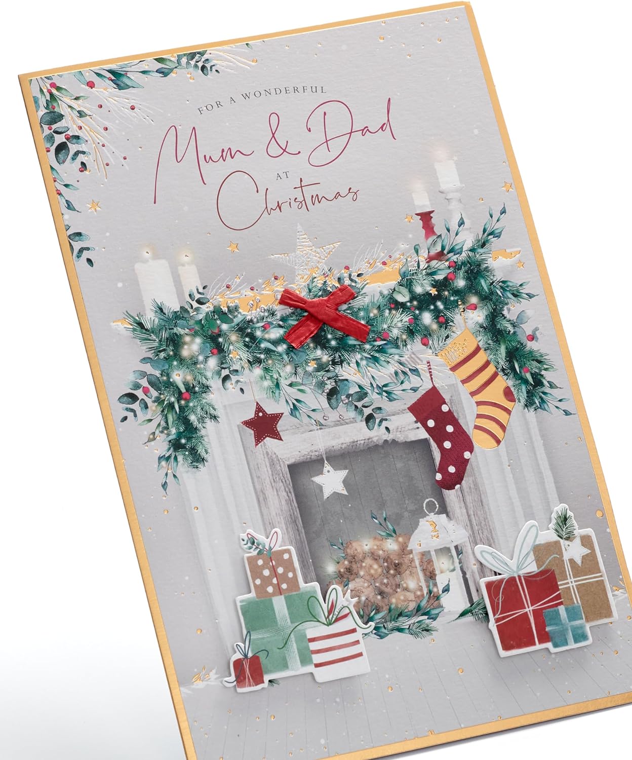 Fireplace Design Mum & Dad Christmas Card
