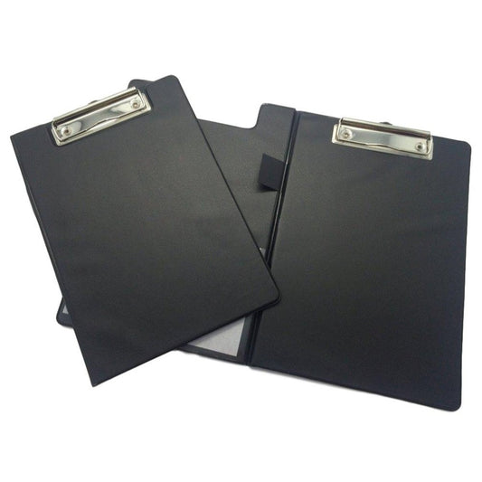 A5 Black Foldover Clipboard with Pen Holder