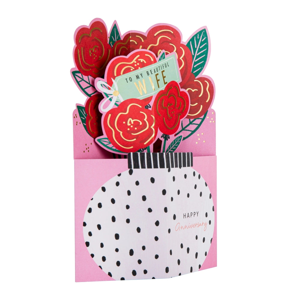 3D Pop-Up Bouquet of Roses Design Wife Anniversary Card