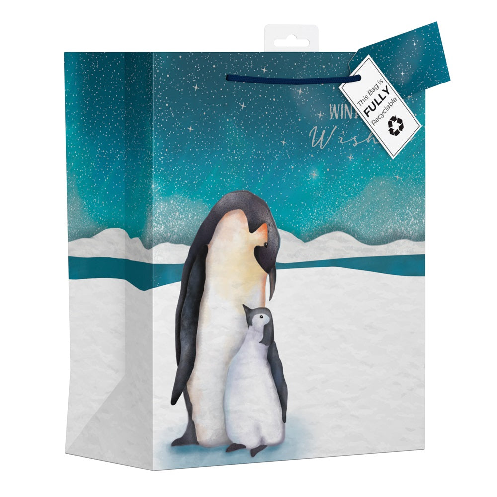 Pack of 6 Winter Penguin Desing Large Christmas Gift Bags