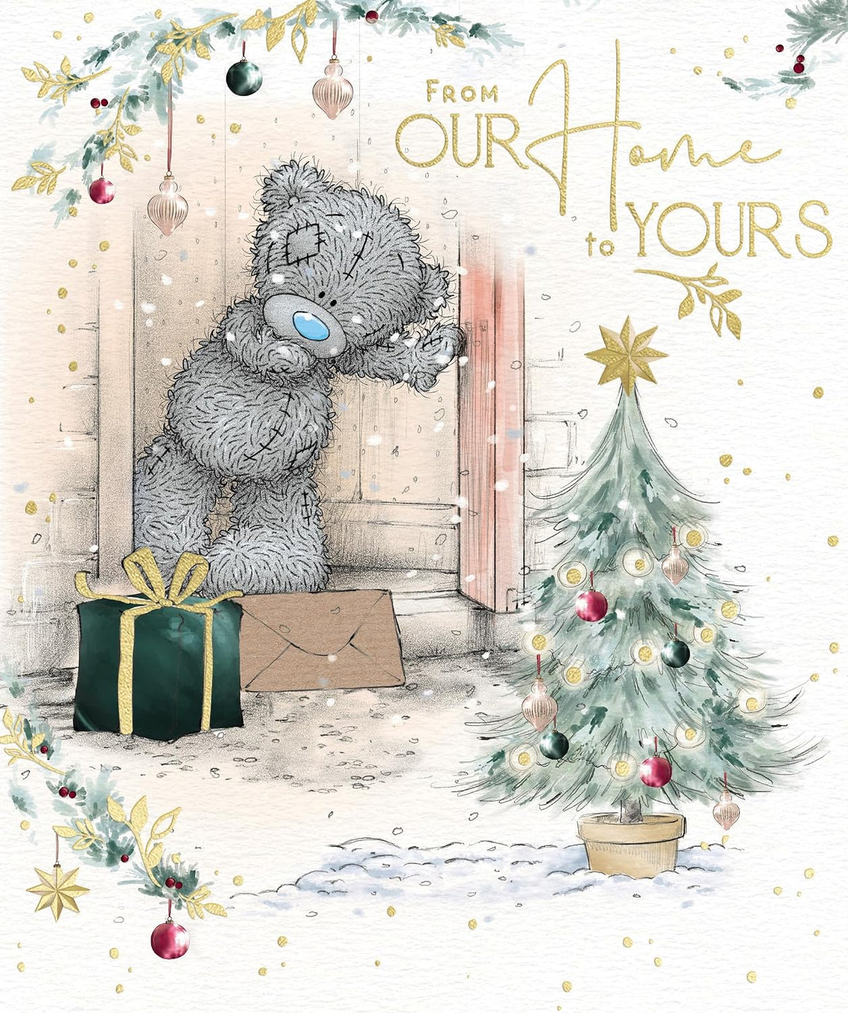 Bear Opening Front Door From Our Home To Yours Christmas Card