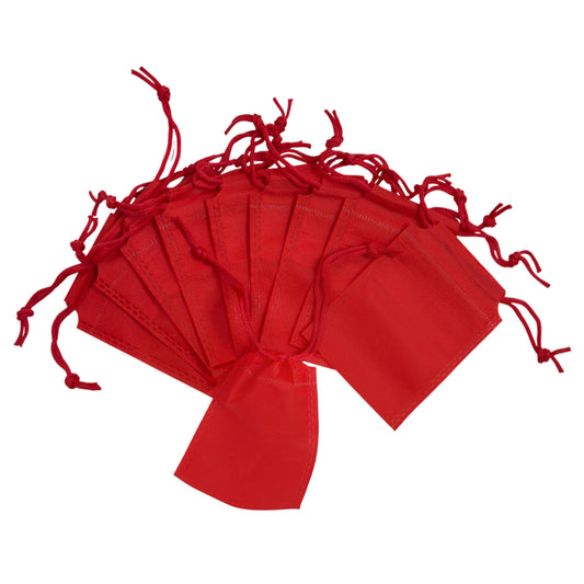 Pack of 50 Red Coloured 12x9cm Non-Woven Drawstring Bags