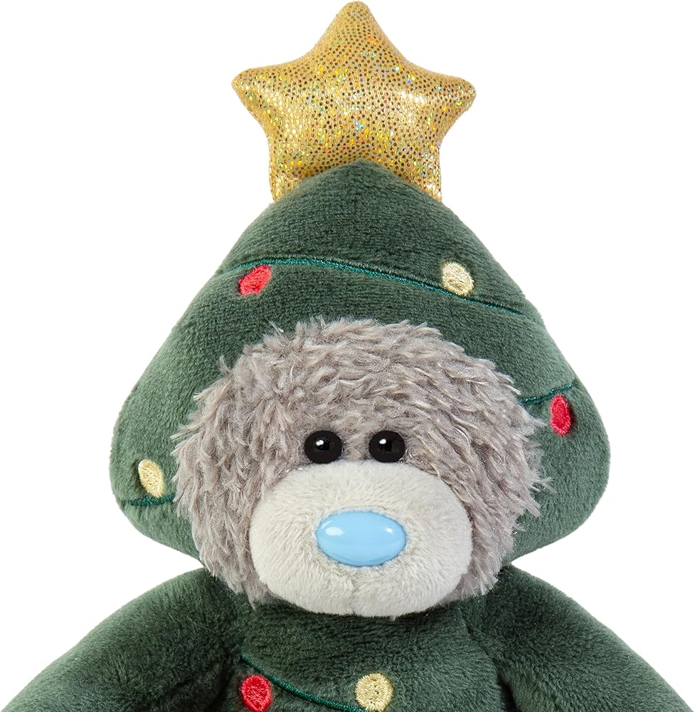 Me to You Tatty Teddy Dressed As Christmas Tree 13cm-High Bear On Gift Plinth Official Collection