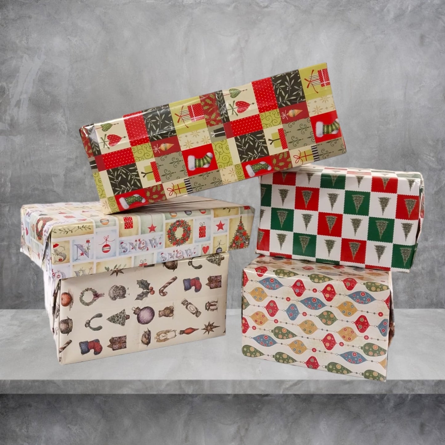 10 Sheet of Mix Designer' Soft touch Foiled Christmas Giftwrap