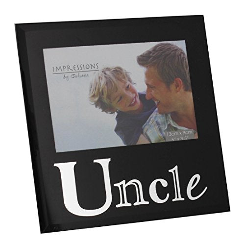 Uncle 5" x 3.5" Black Glass Photo Frame By Juliana Freestanding Frames Gift