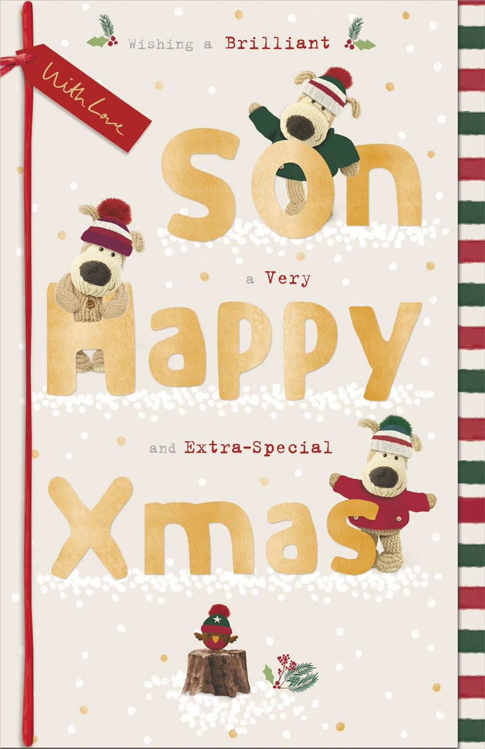Boofles Behind Lettering Son Christmas Card