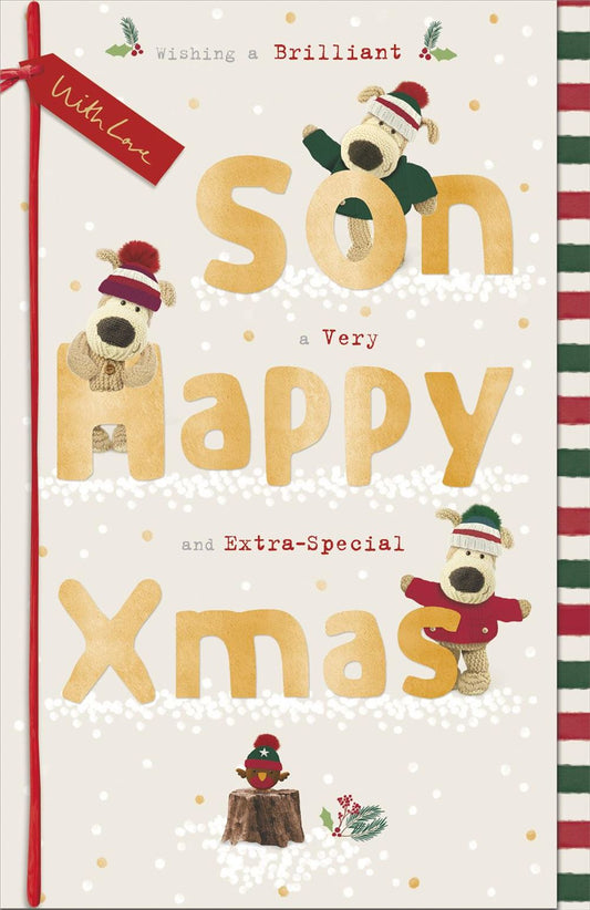 Boofles Behind Lettering Son Christmas Card