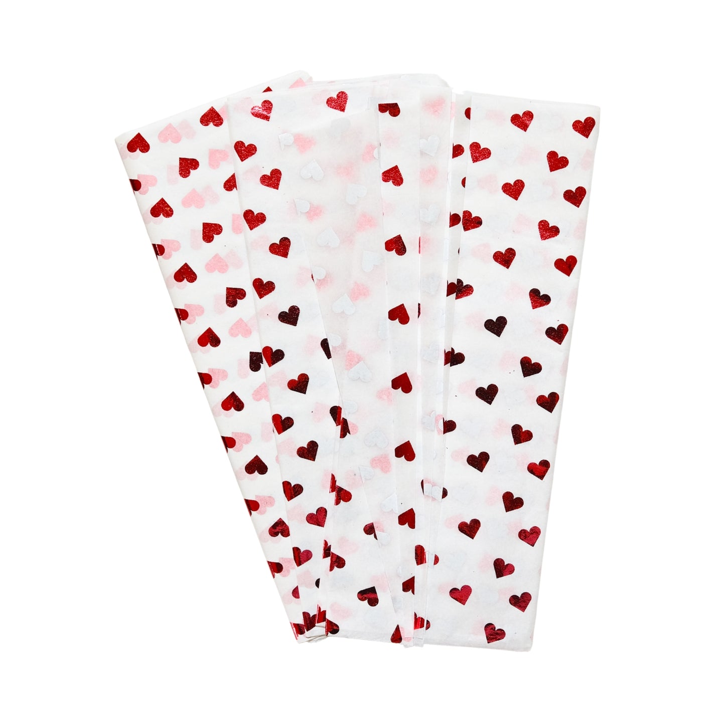 6 x Pack of 10 Valentine Hearts Red Luxury Metallic Plastic-Free 18gsm Tissue Paper Sheets 50x70cm - Patterned Tissue Paper for Xmas, New Year, Party, Wedding, Birthday Packing Present Gift Box DIY Art Crafts
