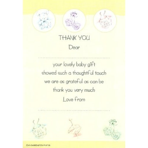 Thank You For The Baby Gift - 20 Sheets & Envelopes