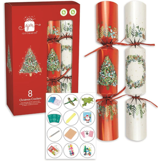 Pack of 8 12" Traditional Foliage Design Christmas Crackers