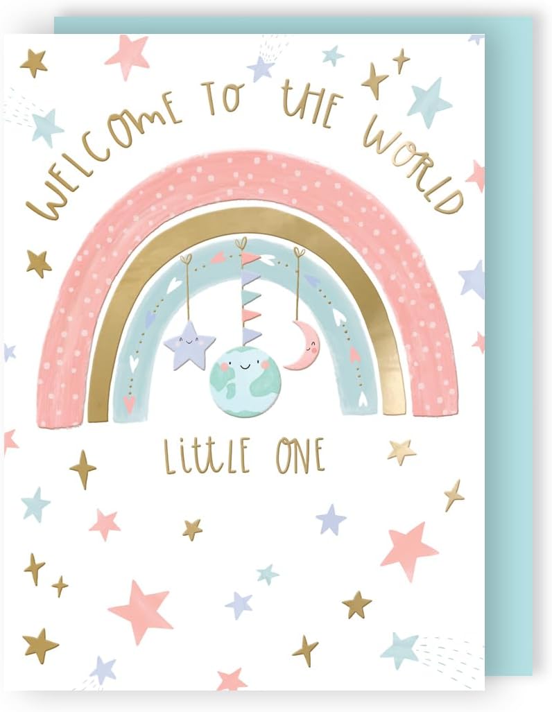 Welcome To The World Girl Colourful Dreams! New Baby Congratulations Card
