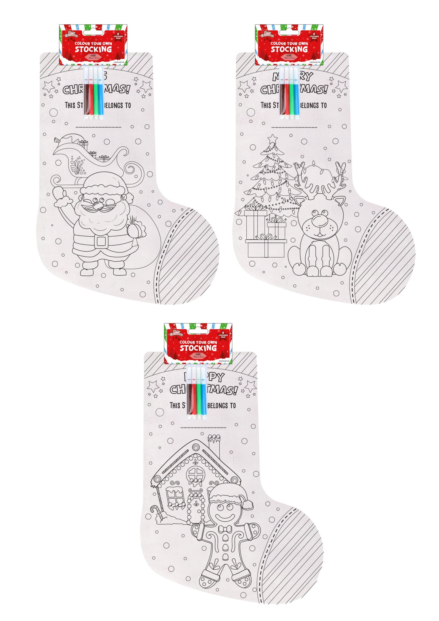 Christmas Colour-Your-Own Stocking (36cm x 15cm)