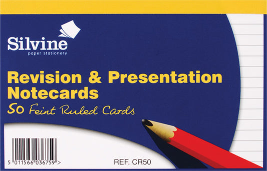 Pack of 50 Revision and Presentation White Notecards Ruled