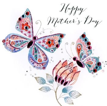 Butterflies & Flower Design Handmade Mother's Day Card