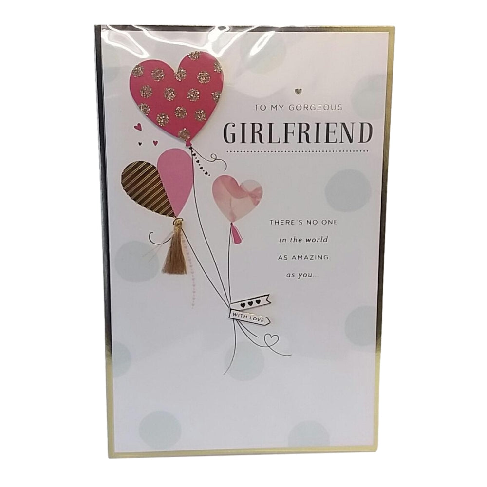 Gorgeous Girlfriend Heart Balloons Valentine's Day Card