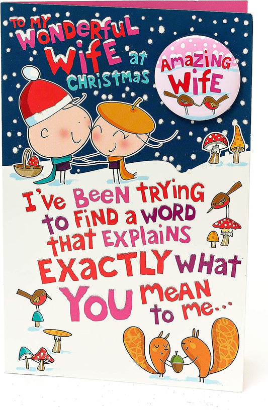 Wonderful Wife Christmas Card with Badge