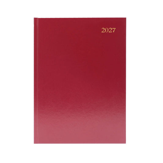 Janrax 2027 A5 2 Days Per Page Burgndy Desk Diary