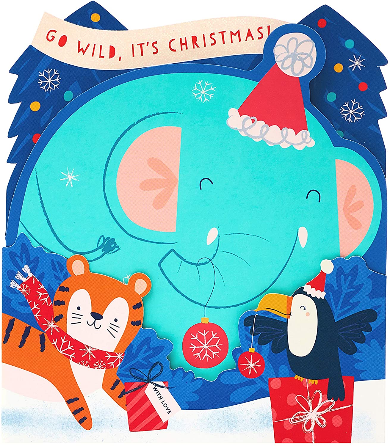 Kids Christmas Card Go Wild Cute Elephant Design 