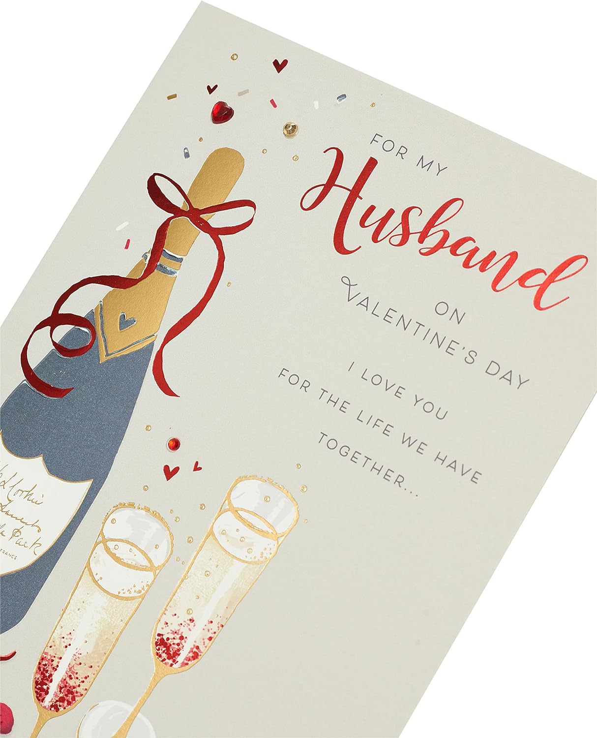 For My Husband Champagne Design Valentines Day Card