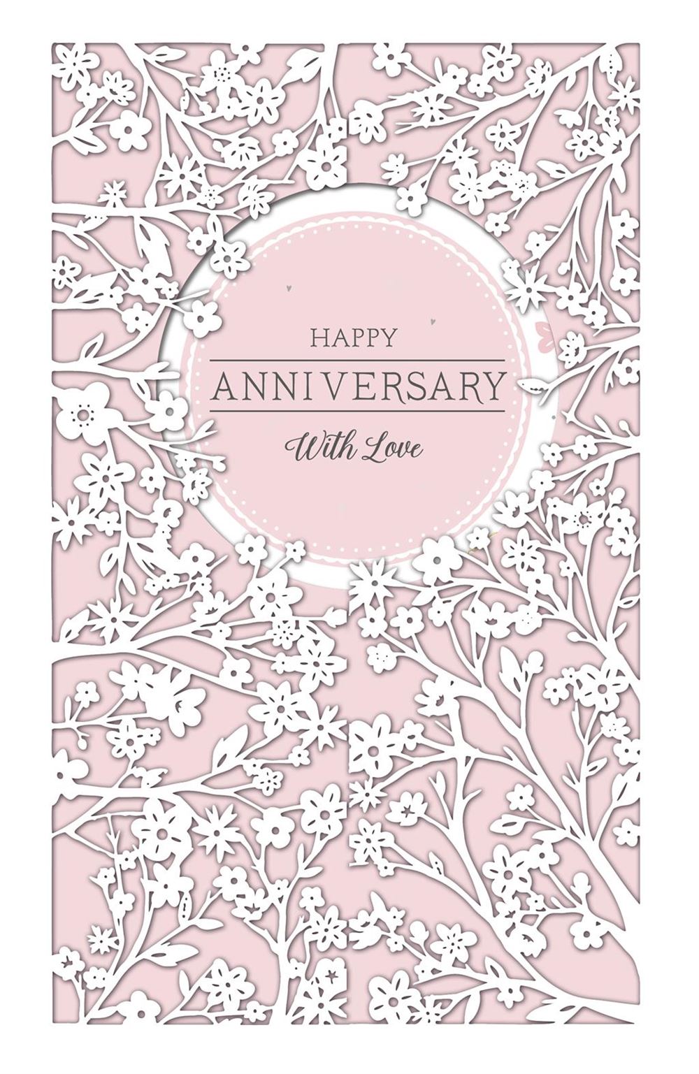Laser Cut Floral Design Anniversary Card